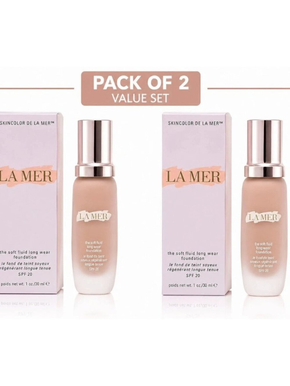 2x La Mer The Soft Fluid Long Wear Foundation – Shade IVORY 01 30ml 1oz sealed